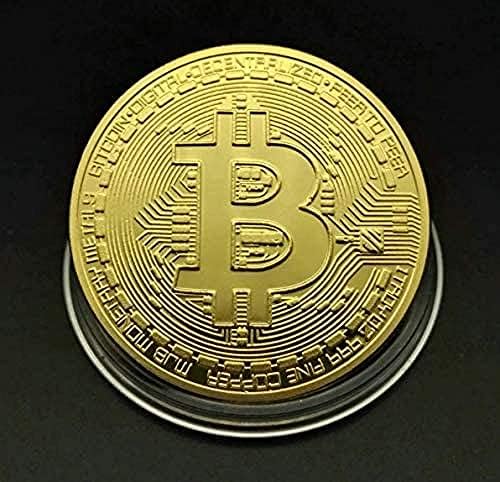 מטבע וירטואלי של ביטקוין cryptocurrency | מעגל | מטבע מצופה זהב מטבע מטבע מטבע מטבע מטבע מלאכה עם קופסת פלסטיק
